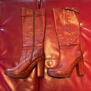 KORK & EASE Leather Knee High Boots - Gently Used - Size 11 -Burnt Orange (Rust)